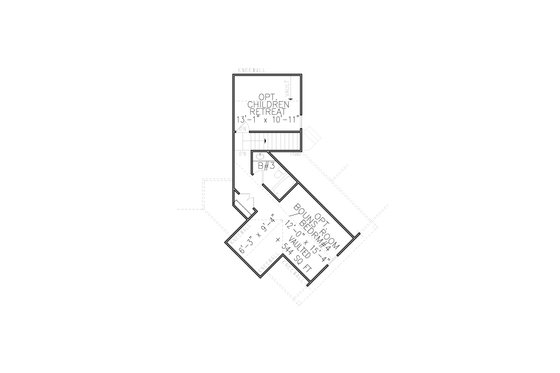 Floor Plan - Upper Floor for Ranch House Plan #54-532 - 3 bed, 2 bath