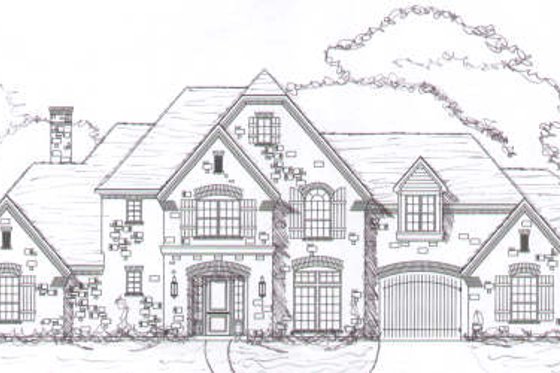 Exterior - Front Elevation for European House Plan #141-234 - 5 bed, 6.5 bath