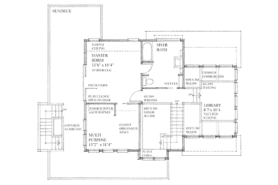Floor Plan - Upper Floor for Contemporary House Plan #118-114 - 2 bed, 2 bath