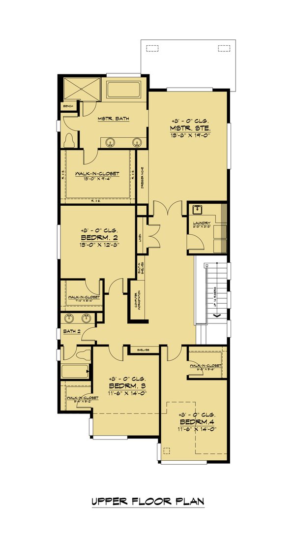 House Blueprint - Contemporary Floor Plan - Upper Floor Plan #1066-228