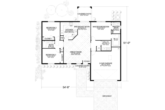 Floor Plan - Main Floor for Mediterranean House Plan #420-127 - 3 bed, 2 bath