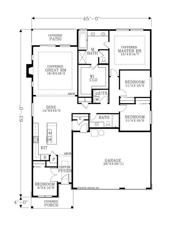 Architectural House Design - Ranch Floor Plan - Main Floor Plan #53-643