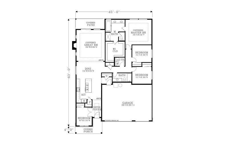 House Design - Floor Plan - Main Floor for Ranch House Plan #53-643 - 4 bed, 2 bath