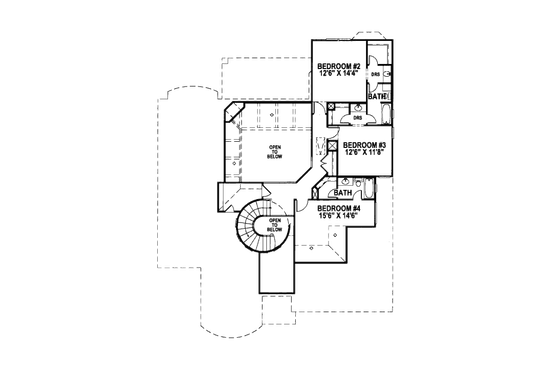 Floor Plan - Upper Floor for European House Plan #141-357 - 4 bed, 3.5 bath