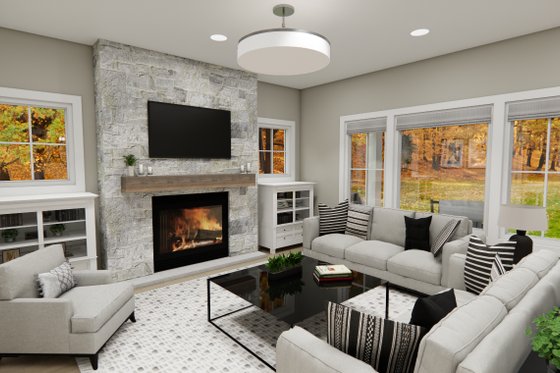 Interior - Family Room 1 for Bungalow House Plan #51-1408 - 3 bed, 2.5 bath