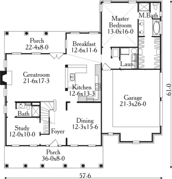 Southern Floor Plan - Main Floor Plan #406-207