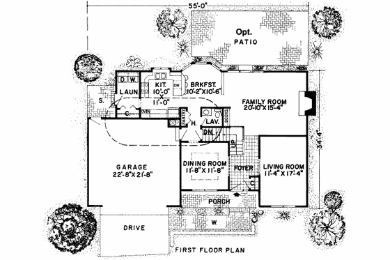 Floor Plan - Main Floor for Traditional House Plan #312-450 - 3 bed, 2.5 bath