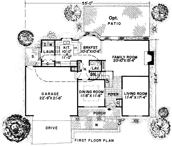 Floor Plan - Main Floor for Traditional House Plan #312-450 - 3 bed, 2.5 bath