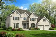 Traditional Style House Plan - 5 Beds 2.5 Baths 3283 Sq/Ft Plan #17-411 Exterior 