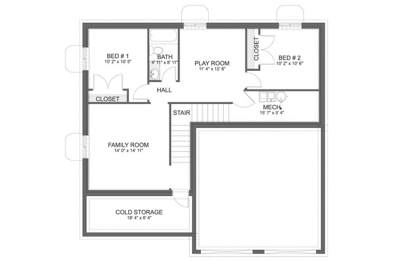 Home Plan - Floor Plan - Lower Floor for Farmhouse House Plan #1060-360 - 4 bed, 2.5 bath