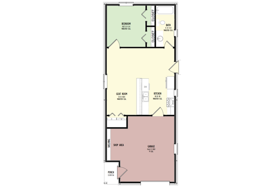Floor Plan - Main Floor for Contemporary House Plan #1092-12 - 1 bed, 1 bath