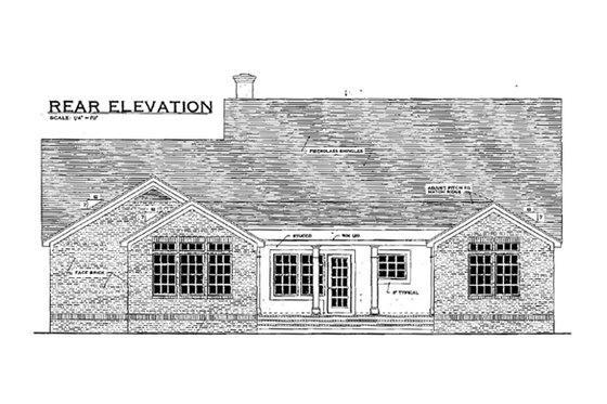 Exterior - Rear Elevation for Southern House Plan #406-279 - 3 bed, 2 bath