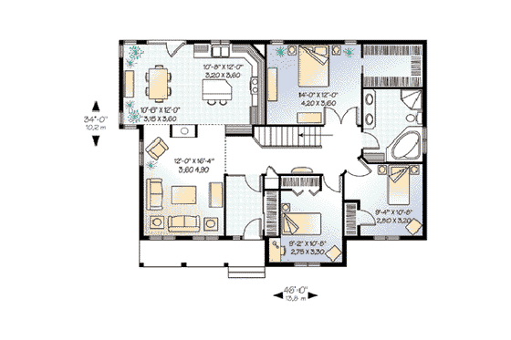 Floor Plan - Main Floor for Traditional House Plan #23-394 - 3 bed, 1 bath