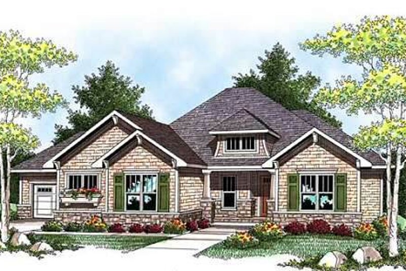 House Blueprint - Craftsman Exterior - Front Elevation Plan #70-919