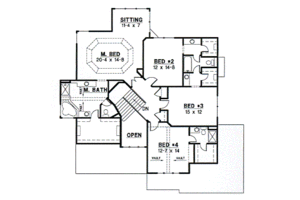 Floor Plan - Upper Floor for Traditional House Plan #67-579 - 4 bed, 3.5 bath