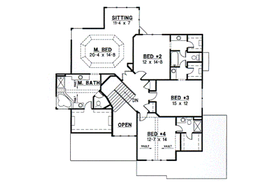 Floor Plan - Upper Floor for Traditional House Plan #67-579 - 4 bed, 3.5 bath