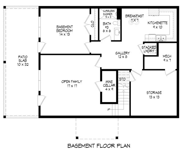 Southern Floor Plan - Lower Floor Plan #932-792