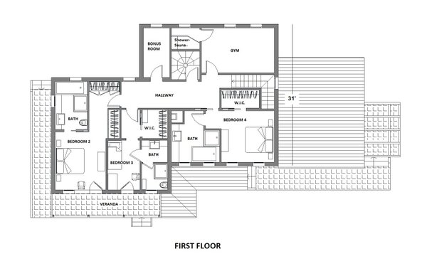 House Blueprint - Farmhouse Floor Plan - Upper Floor Plan #542-10