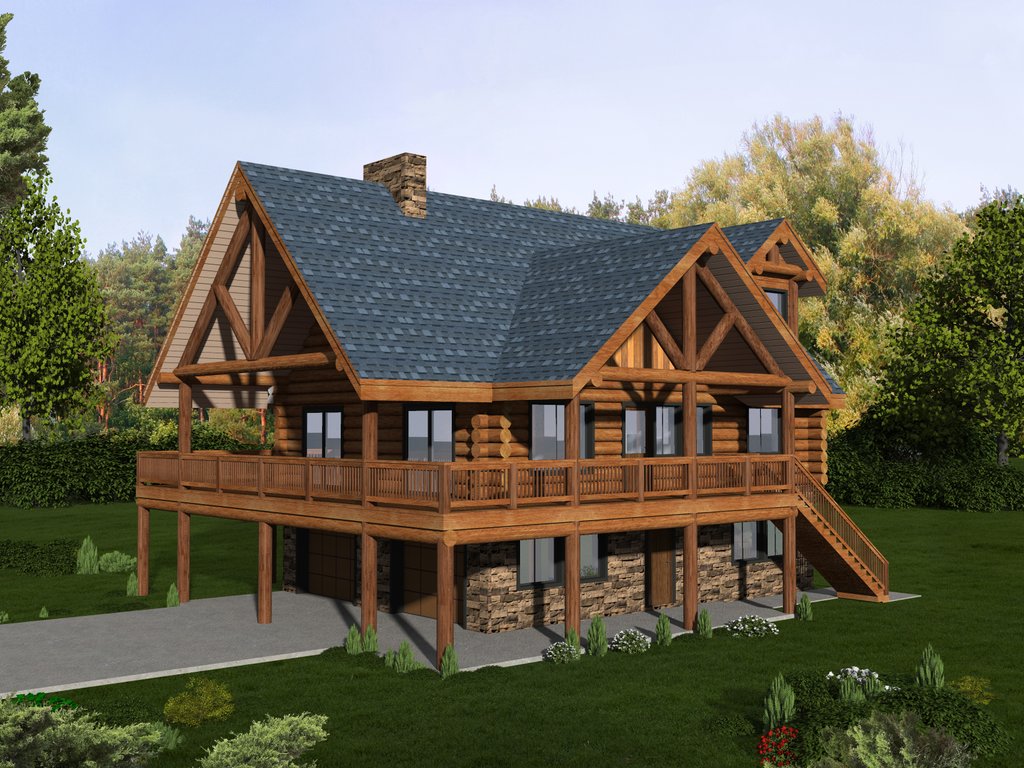 Log Style House Plan - 3 Beds 3.5 Baths 2177 Sq/Ft Plan #117-963 ...