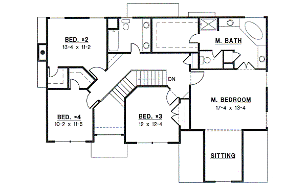 Traditional Floor Plan - Upper Floor Plan #67-516