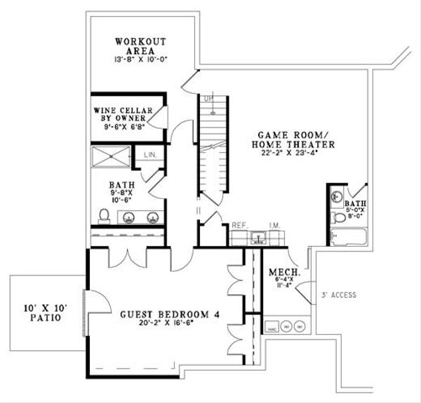 Home Plan - European Floor Plan - Lower Floor Plan #17-1171