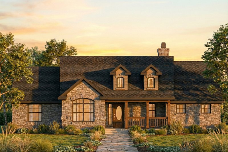 House Blueprint - Country Exterior - Front Elevation Plan #80-203