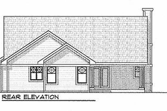 Exterior - Rear Elevation for Traditional House Plan #70-183 - 3 bed, 2 bath
