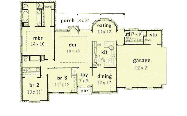 Southern Floor Plan - Main Floor Plan #16-146