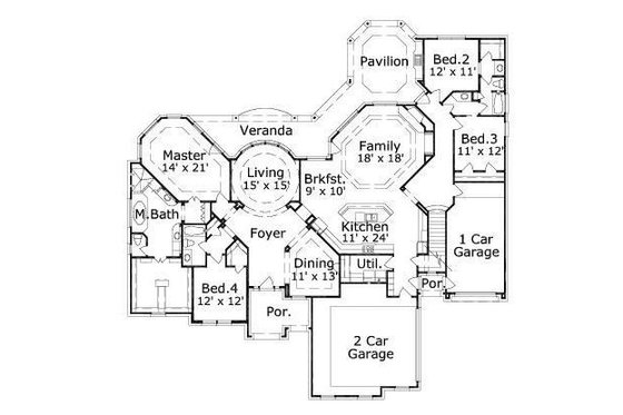 Floor Plan - Main Floor for European House Plan #411-658 - 4 bed, 3 bath