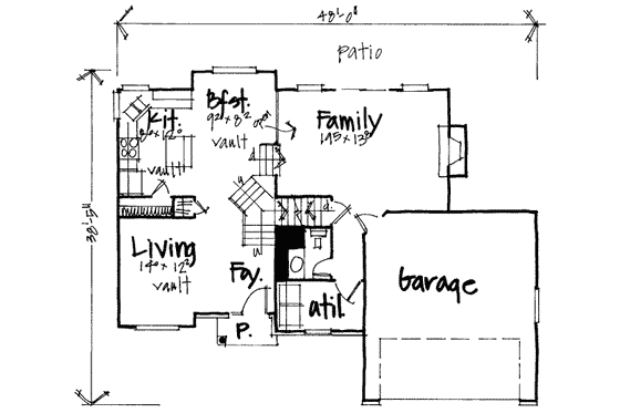 Floor Plan - Main Floor for Traditional House Plan #308-199 - 3 bed, 2.5 bath