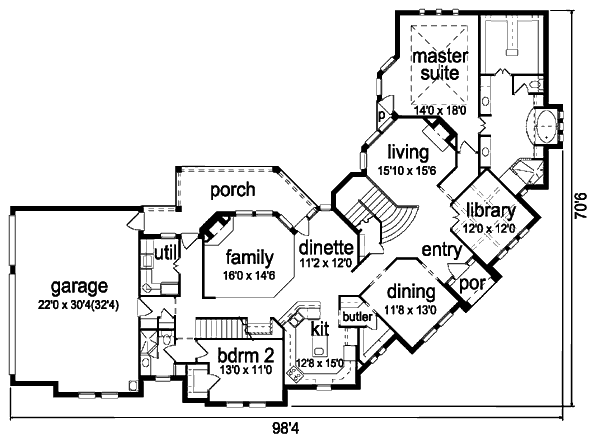 House Design - European Floor Plan - Main Floor Plan #84-429