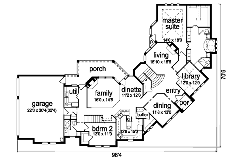 Dream House Plan - Floor Plan - Main Floor for European House Plan #84-429 - 5 bed, 4 bath