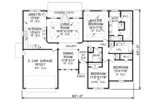 Floor Plan - Main Floor for Traditional House Plan #65-442 - 3 bed, 2 bath