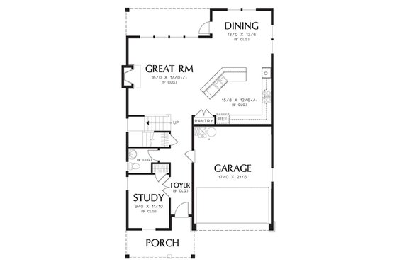 Floor Plan - Main Floor for Traditional House Plan #48-501 - 3 bed, 2.5 bath