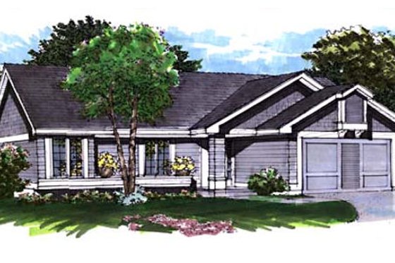 Exterior - Front Elevation for Ranch House Plan #320-346 - 2 bed, 2 bath