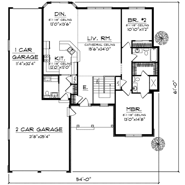 Home Plan - Traditional Floor Plan - Main Floor Plan #70-608