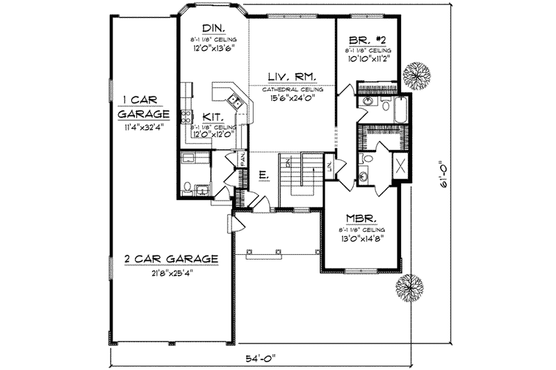 Dream House Plan - Floor Plan - Main Floor for Traditional House Plan #70-608 - 2 bed, 2.5 bath
