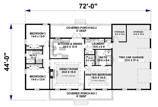 Home Plan - Farmhouse Floor Plan - Main Floor Plan #44-258