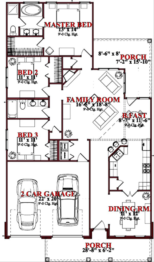 Traditional Style House Plan - 3 Beds 2 Baths 1684 Sq/Ft Plan #63-240 ...