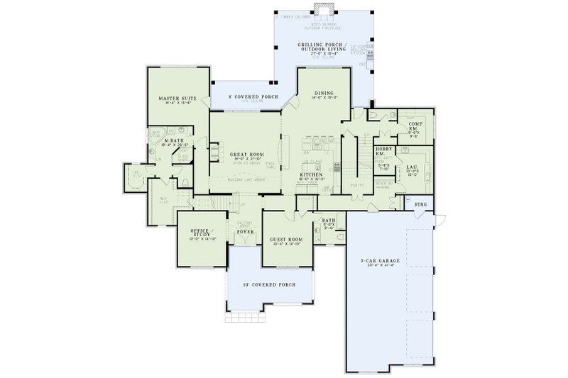 Dream House Plan - Floor Plan - Main Floor for European House Plan #17-3469 - 5 bed, 4.5 bath