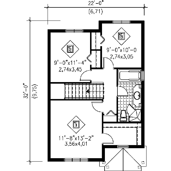Traditional Floor Plan - Upper Floor Plan #25-268