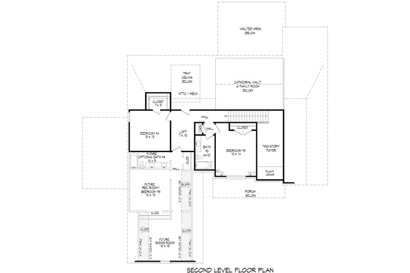 House Design - Floor Plan - Upper Floor for Farmhouse House Plan #932-1165 - 5 bed, 4.5 bath