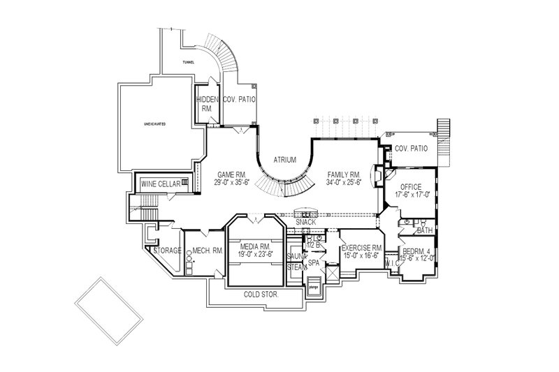 Dream House Plan - Floor Plan - Lower Floor for European House Plan #920-126 - 3 bed, 3.5 bath
