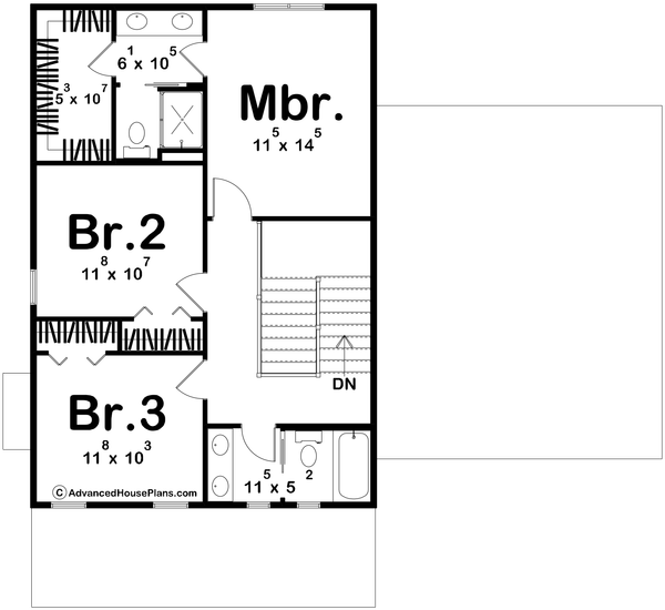 Dream House Plan - Floor Plan - Upper Floor for Traditional House Plan #455-792 - 3 bed, 2.5 bath