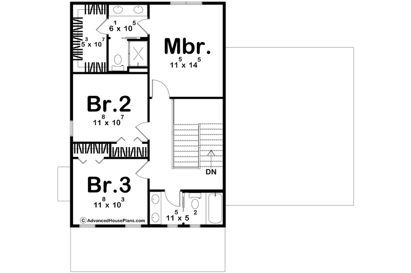Dream House Plan - Floor Plan - Upper Floor for Traditional House Plan #455-792 - 3 bed, 2.5 bath