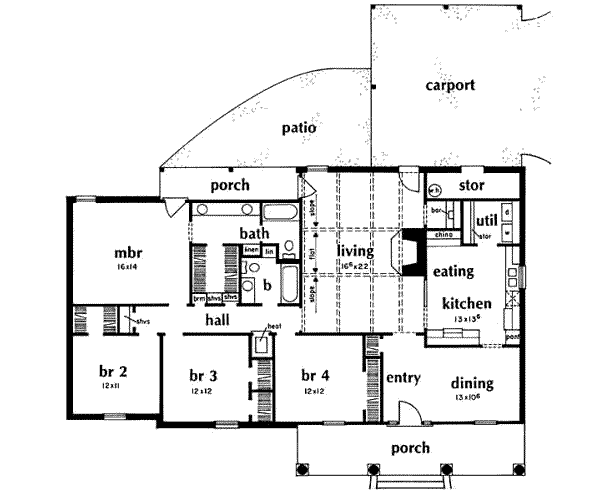 Home Plan - Southern Floor Plan - Main Floor Plan #36-415