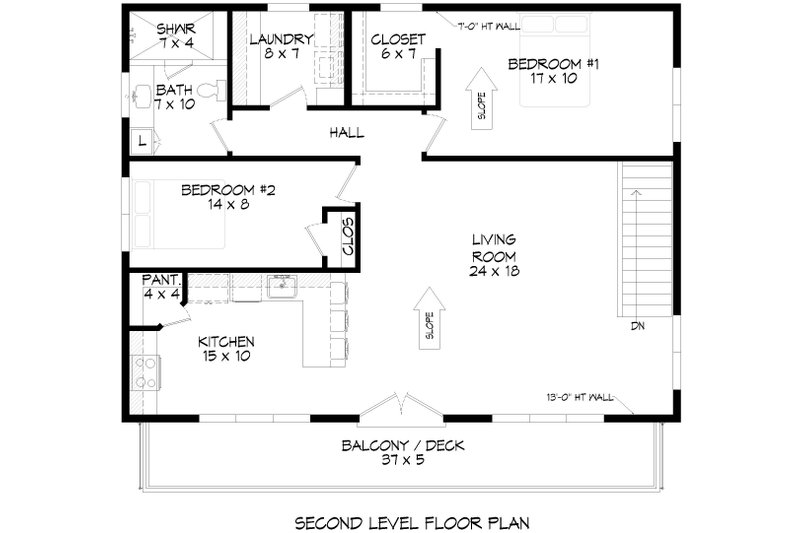 House Plan Design - Floor Plan - Upper Floor for Contemporary House Plan #932-1087 - 2 bed, 1.5 bath