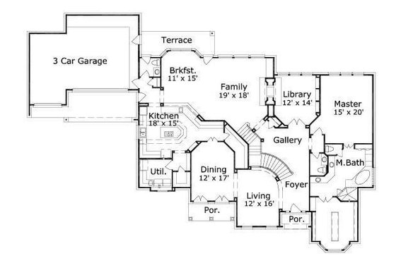 Floor Plan - Main Floor for European House Plan #411-759 - 5 bed, 3.5 bath