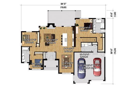 Floor Plan - Main Floor 1 for Ranch House Plan #25-4456 - 3 bed, 2 bath