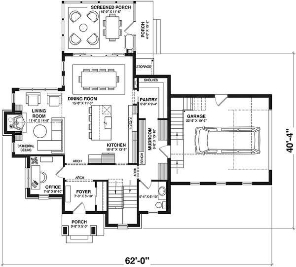 Country Floor Plan - Main Floor Plan #23-2816